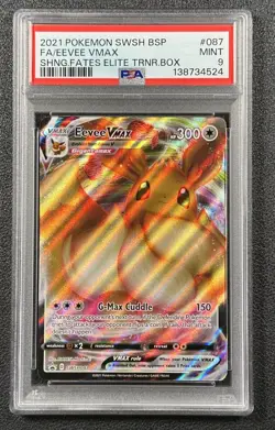 EEVEE VMAX PSA 9 2021 POKEMON SWSH BSP #SWSH087 SHINING FATES ETB MINT 524 - Image 1