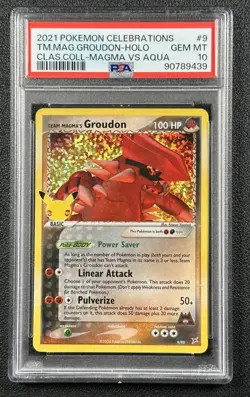TEAM MAGMA'S GROUDON AQUA HOLO PSA 10 2021 POKEMON CELEBRATIONS #9/95 CLASSIC 39 - Image 1