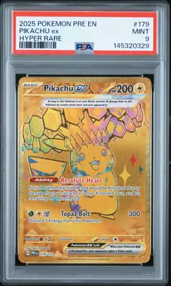 2025 POKEMON PRE EN-PRISMATIC EVOLUTIONS HYPER RARE #179 PIKACHU EX PSA 9 - Image 1