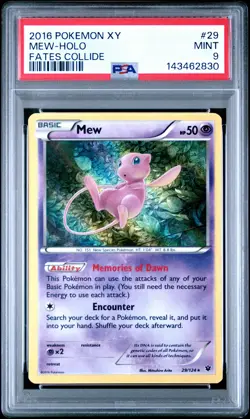 2016 POKEMON XY FATES COLLIDE #29 MEW-HOLO PSA 9 - Image 1