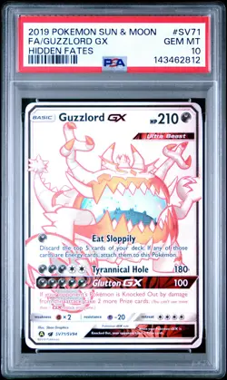 2019 POKEMON SUN & MOON HIDDEN FATES #SV71 FULL ART/GUZZLORD GX PSA 10 - Image 1