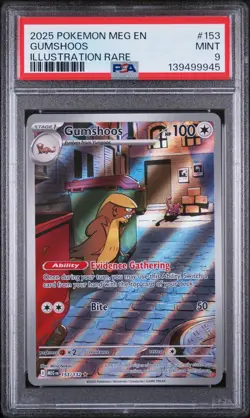 2025 POKEMON MEG EN-MEGA EVOLUTION ILLUSTRATION RARE #153 GUMSHOOS PSA 9 - Image 1
