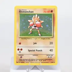Pokemon TCG - Hitmonchan 7/102 Base Set Holo Rare WOTC - EXC Indent - Image 2