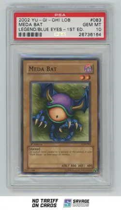 2002 Yu-Gi-Oh Legend/Blue Eyes 1st Edition Meda bat PSA 10 #LOB-083 - Image 1