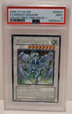 YuGiOh 2008 Collectors Tin Stardust Dragon Secret Rare CT05-EN001 PSA 9 - Image 1