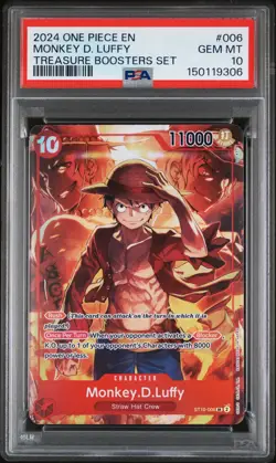 2024 ONE PIECE PROMOS TREASURE BOOSTERS SET #006 MONKEY D. LUFFY PSA 10 - Image 1