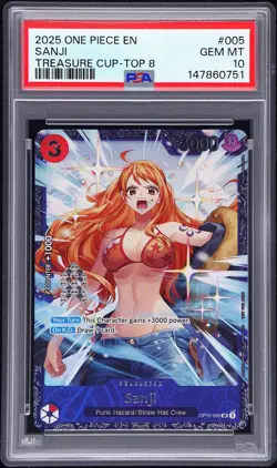 2025 ONE PIECE PROMOS TREASURE CUP-TOP 8 #005 SANJI PSA 10 - Image 1