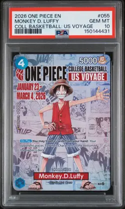 2026 ONE PIECE PROMOS COLLEGE BASKETBALL: US VOYAGE MONKEY D. LUFFY PSA 10 - Image 1