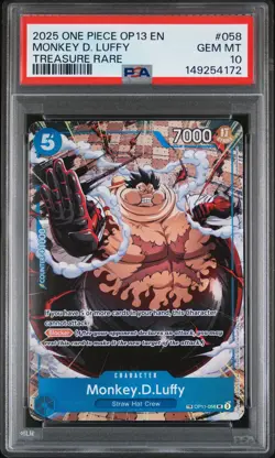 2025 ONE PIECE OP13-CARRYING ON HIS WILL TREASURE RARE MONKEY D. LUFFY PSA 10 - Image 1