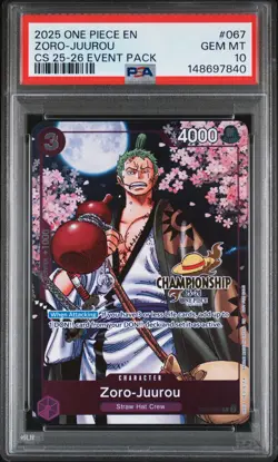 2025 ONE PIECE CHAMPIONSHIP 2025-26 EVENT PACK #067 ZORO-JUUROU PSA 10 - Image 1