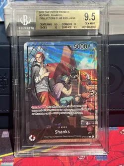 2025 One Piece, Collectors Club Exclusive, SHANKS L, OP09-001, BGS 9.5, GEM-MINT - Image 1