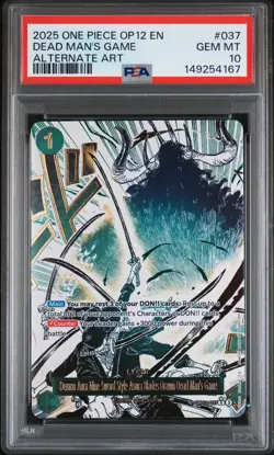 2025 ONE PIECE OP12-LEGACY OF THE MASTER ALT ART #037 DEAD MAN'S GAME PSA 10 - Image 1