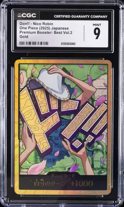 2025 ONE PIECE JAPANESE PREMIUM BOOSTER BEST VOL 2 GOLD DON!! - NICO ROBIN CGC 9 - Image 1