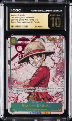 2025 ONE PIECE JPN CARRYING ON HIS WILL SR AA MONKEY D LUFFY CGC 10 PRISTINE - Image 1