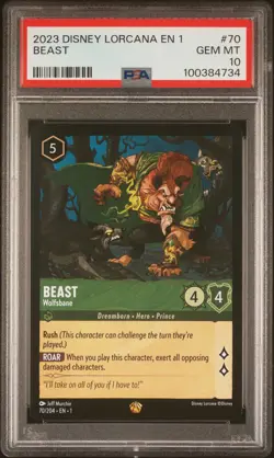 2023 DISNEY LORCANA EN 1-THE FIRST CHAPTER #70 BEAST WOLFSBANE PSA 10 - Image 1