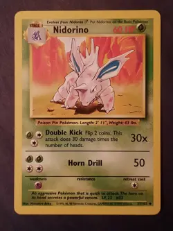 Pokemon Card TCG Nidorino Base Set 37/102 Regular Unlimited Uncommon - Image 1