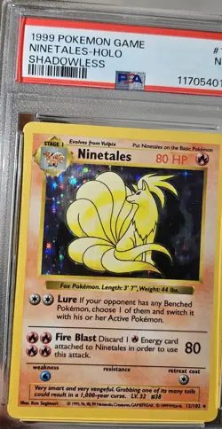 1999 POKEMON BASE SET SHADOWLESS NINETALES HOLO GRADED PSA-7 CARD # 12/102 - Image 5