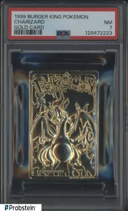 1999 Burger King Pokemon Charizard Gold Card PSA 7 NM - Image 1