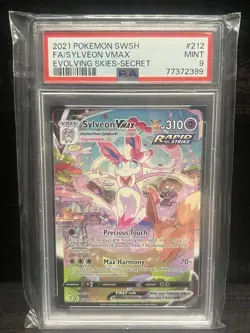 PSA 9 2021 Pokemon SWSH Evolving Skies Sylveon VMax Secret 212/203 Graded Card. - Image 1