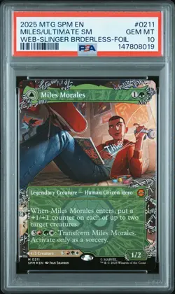 2025 MTG MARVEL'S SPIDER-MAN #0211 MILES MORALES/ULTIMATE SPIDER-MAN PSA 10 - Image 1