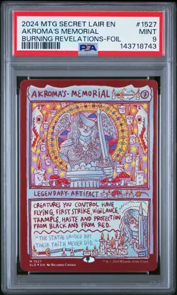 2024 MTG SECRET LAIR DROP BURNING REVELATIONS-FOIL #1527 AKROMA'S MEMORIAL PSA 9 - Image 1
