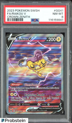 2023 Pokemon SWSH Crown Zenith #GG41 FA/ Raikou V PSA 8 NM-MT - Image 1