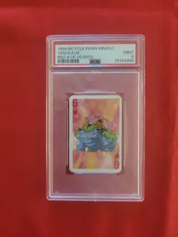 Bicycle Pokemon Mini Poker Playing Cards Venusaur 6 of Hearts Red - PSA 9 - Image 1