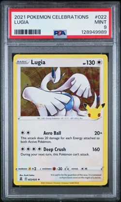 2021 Pokemon Celebrations 022/025 Lugia PSA 9 Mint Holo Foil Rare Card TCG SIR - Image 1