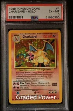 1999 Pokemon Base Set Unlimited CHARIZARD PSA 6 Holo 4/102 (0350) - Image 1