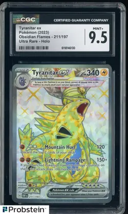 2023 Pokemon Obsidian Flames 211/197 Tyranitar ex Ultra Rare Holo CGC 9.5 - Image 1