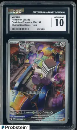 2023 Pokemon Obsidian Flames 206/197 Varoom Illustration Rare Holo CGC 10 - Image 1