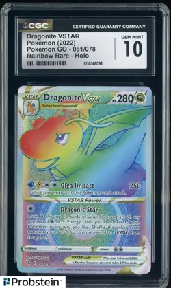 2022 Pokemon GO 081/078 Dragonite VSTAR Rainbow Rare Holo CGC 10 GEM MINT - Image 1