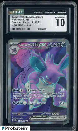 2025 Pokemon Destined Rivals 216/182 Team Rocket's Nidoking ex UR Holo CGC 10 - Image 1