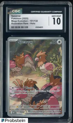 2025 Pokemon Mega Evolution 151/132 Spearow Illustration Rare Holo CGC 10 - Image 1