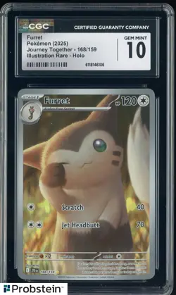 2025 Pokemon Journey Together 168/159 Furret Illustration Rare Holo CGC 10 - Image 1