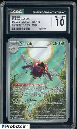 2025 Pokemon Mega Evolution 137/132 Ninjask Illustration Rare Holo CGC 10 - Image 1