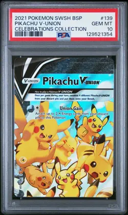 2021 POKEMON SWSH BLACK STAR PROMO CELEBRATIONS COLL #139 PIKACHU V-UNION PSA 10 - Image 1