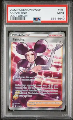 2022 POKEMON SWSH #191 FULL ART FANTINA MINT LOST ORIGIN PSA 9 - Image 1