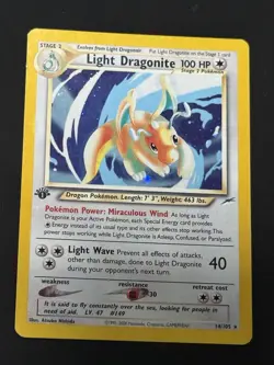 2002 Pokemon Neo Destiny Light Dragonite Holo #14 *read Description* - Image 1