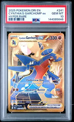 2025 POKEMON DRI EN-DESTINED RIVALS HYPER RARE #241 CYNTHIA'S GARCHOMP EX PSA 10 - Image 1