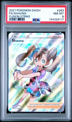2021 POKEMON SWORD & SHIELD FUSION STRIKE #263 FULL ART/SHAUNA PSA 8 - Image 1