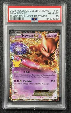 MEWTWO EX PSA 10 2021 POKEMON CELEBRATIONS #54/99 CLASSIC NEXT DESTINIES 1980 - Image 1