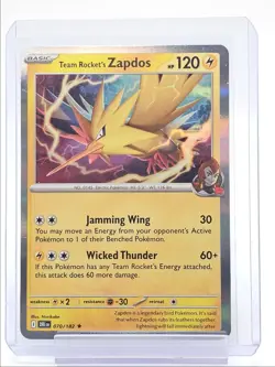 TEAM ROCKET'S ZAPDOS 2025 POKEMON RIVALS RARE REVERSE FOIL 070/182 Q0588 - Image 1