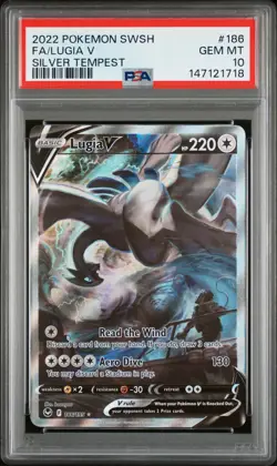 2022 POKEMON SWORD & SHIELD SILVER TEMPEST #186 FULL ART/LUGIA V PSA 10 - Image 1