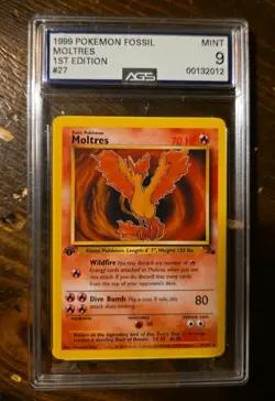 1999 Pokemon Fossil 1st First Edition Moltres 27/62 Non Holo PSA 9 MINT - Image 1