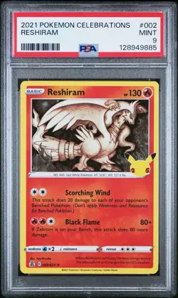 2021 Pokemon Celebrations 002/025 Reshiram PSA 9 Mint Holo Foil Rare Card TCG - Image 1