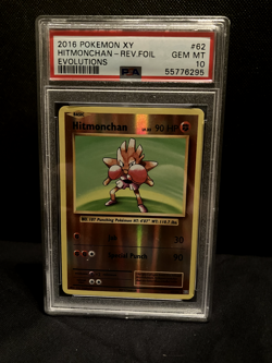 Hitmonchan Rev.Foil 62/108 Evolutions PSA (GEM MT-10) Pokemon - Image 1