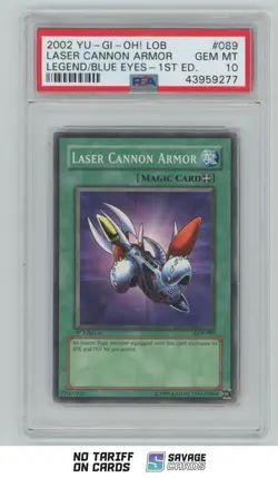 2002 Yu-Gi-Oh Legend/Blue Eyes 1st Edition Laser Cannon Armor PSA 10 #LOB-089 - Image 1