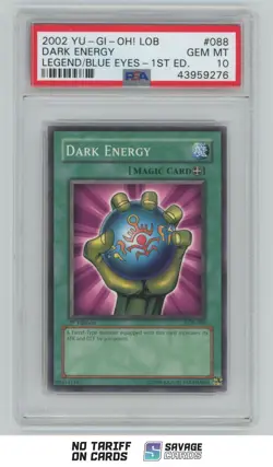 2002 Yu-Gi-Oh Legend/Blue Eyes 1st Edition Dark Energy PSA 10 #LOB-088 - Image 1