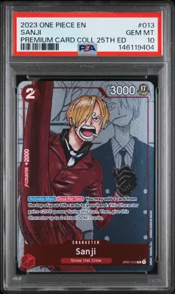 2023 ONE PIECE PREMIUM BANDAI PREMIUM COLLECTION 25TH EDITION #013 SANJI PSA 10 - Image 1